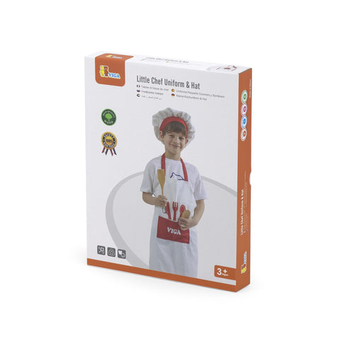 Little Chef Uniform & Hat (Red Trim)