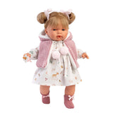 Llorens - Baby Girl Doll with Crying Mechanism, Clothing, Pink Vest & Accessories: Joelle 38cm