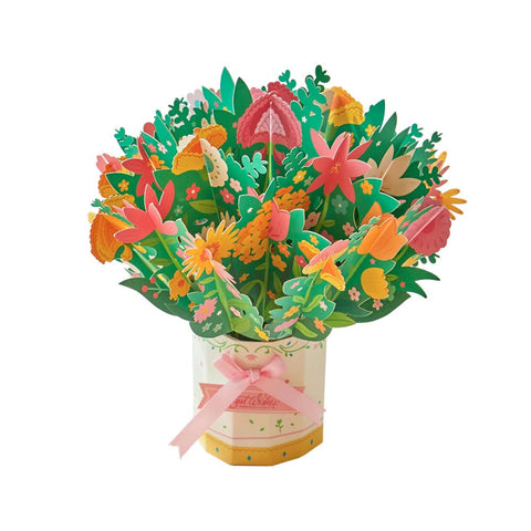 Paper Flower Bouquet: 3D Pop-Up Origami Craft Kit