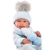 Llorens - Baby Boy Doll with Light Blue Beanie & Blanket: Tino - 43cm