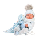 Llorens - Baby Boy Doll with Light Blue Beanie & Blanket: Tino - 43cm