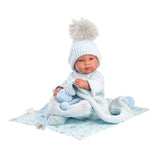 Llorens - Baby Boy Doll with Light Blue Beanie & Blanket: Tino - 43cm